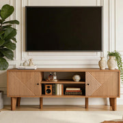 Mid-Century Modern TV Stand with Fluted Door Cabinets