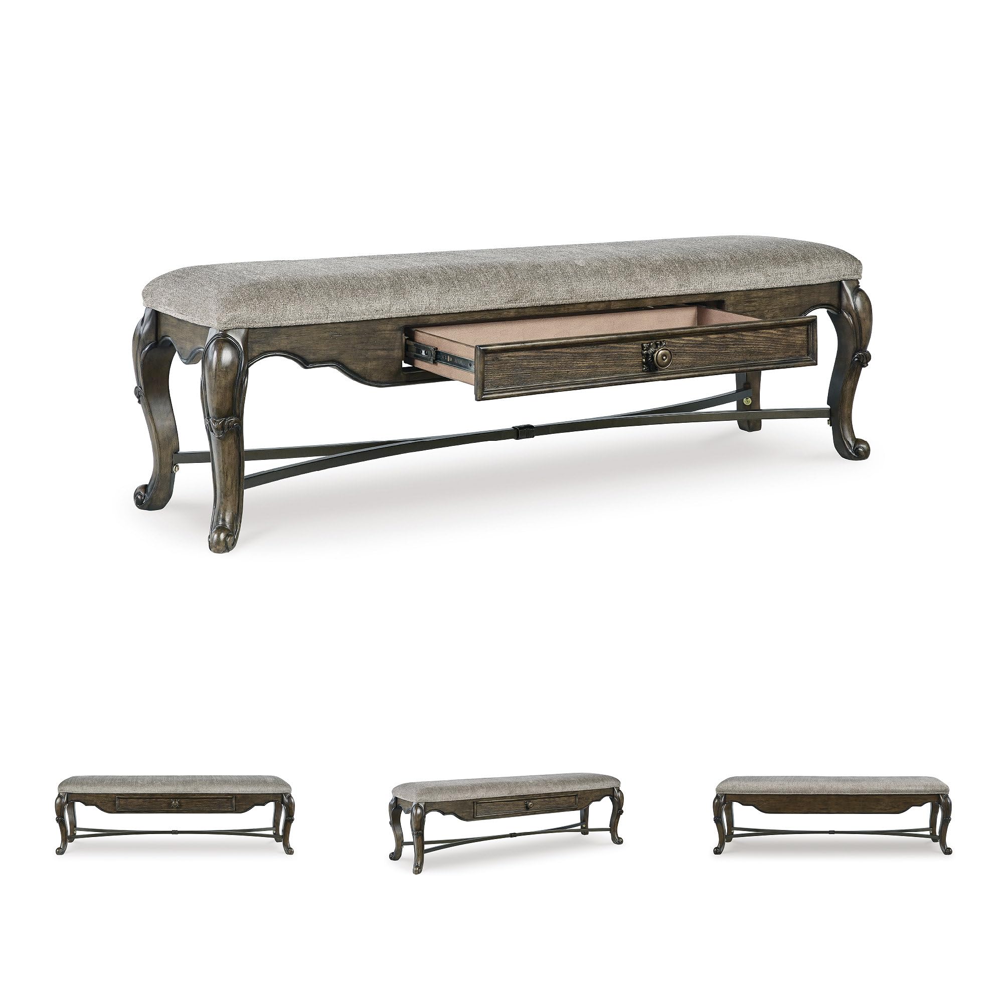 Upholstered Dining Bench with Storage Drawer