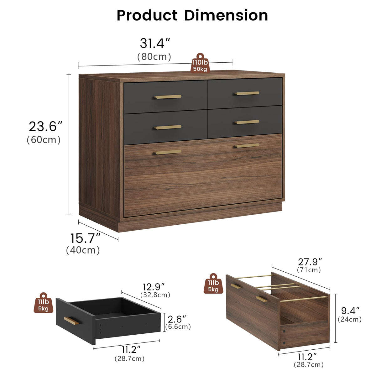 5-Drawer Lateral File Cabinet