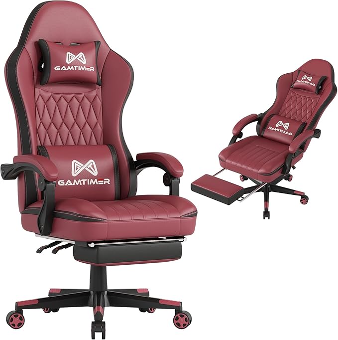 Ergonomic Gaming Chair with Footrest & Lumbar Support