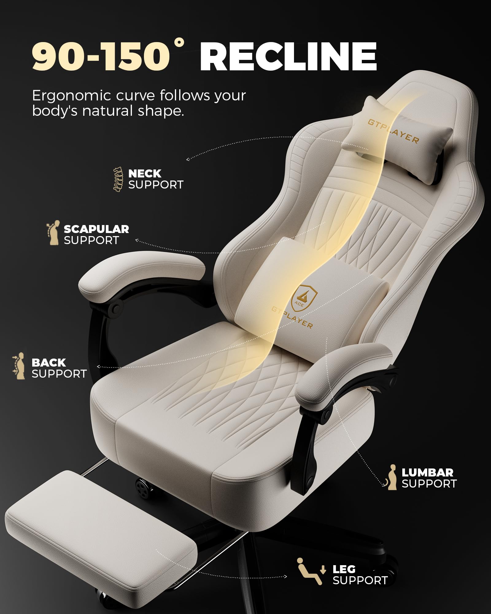 Oversized Gaming Chair with Footrest & Linkage Armrests