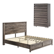Farmhouse Full Size Bedroom Set with Bed Frame & 5-Drawer Dresser