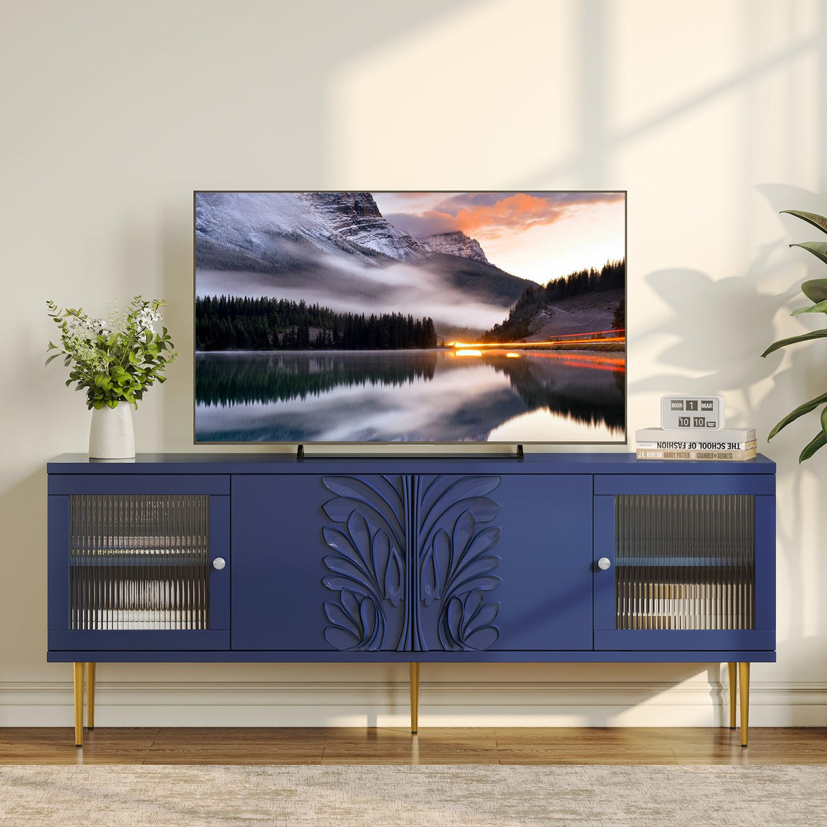 Fluted Glass TV Stand