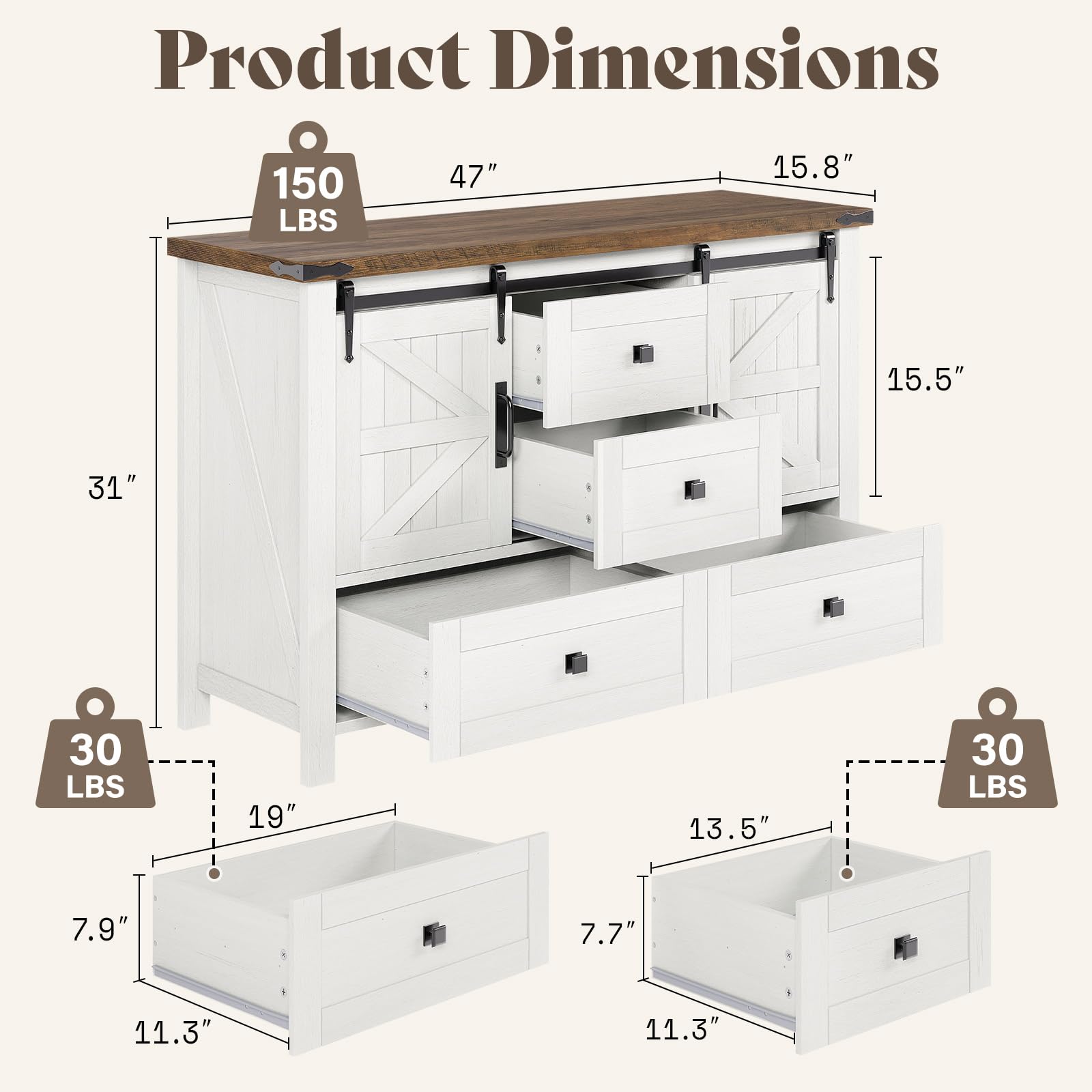 Farmhouse 4-Piece Bedroom Set – Queen, Distressed White