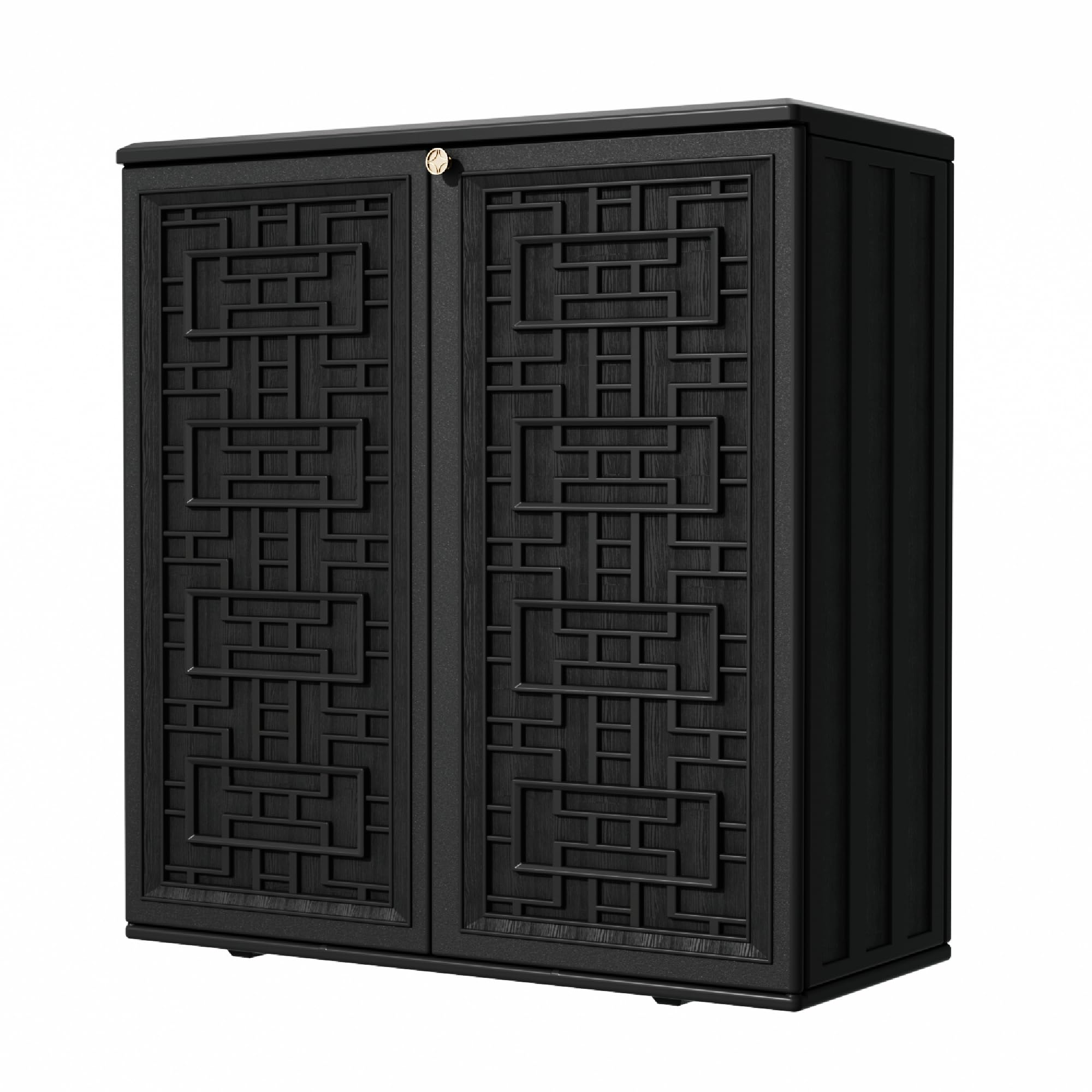 Outdoor Storage Cabinet with Shelf & Weatherproof Resin