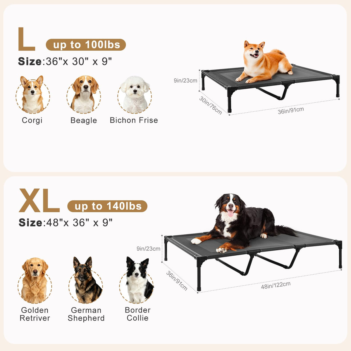XL Elevated Dog Bed