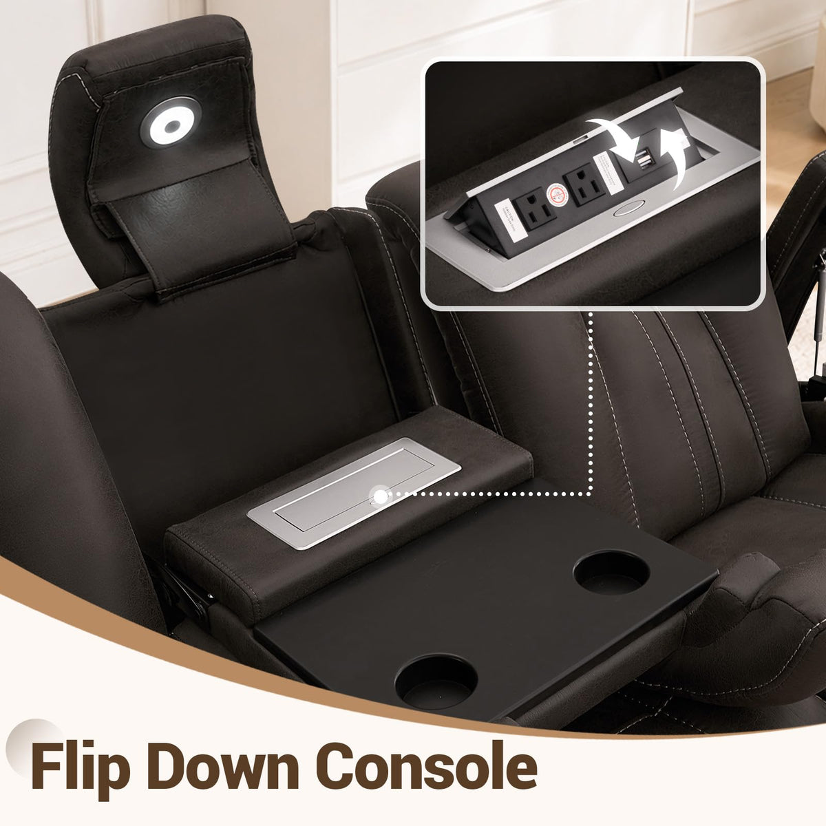 Brown Microfiber Reclining Sofa