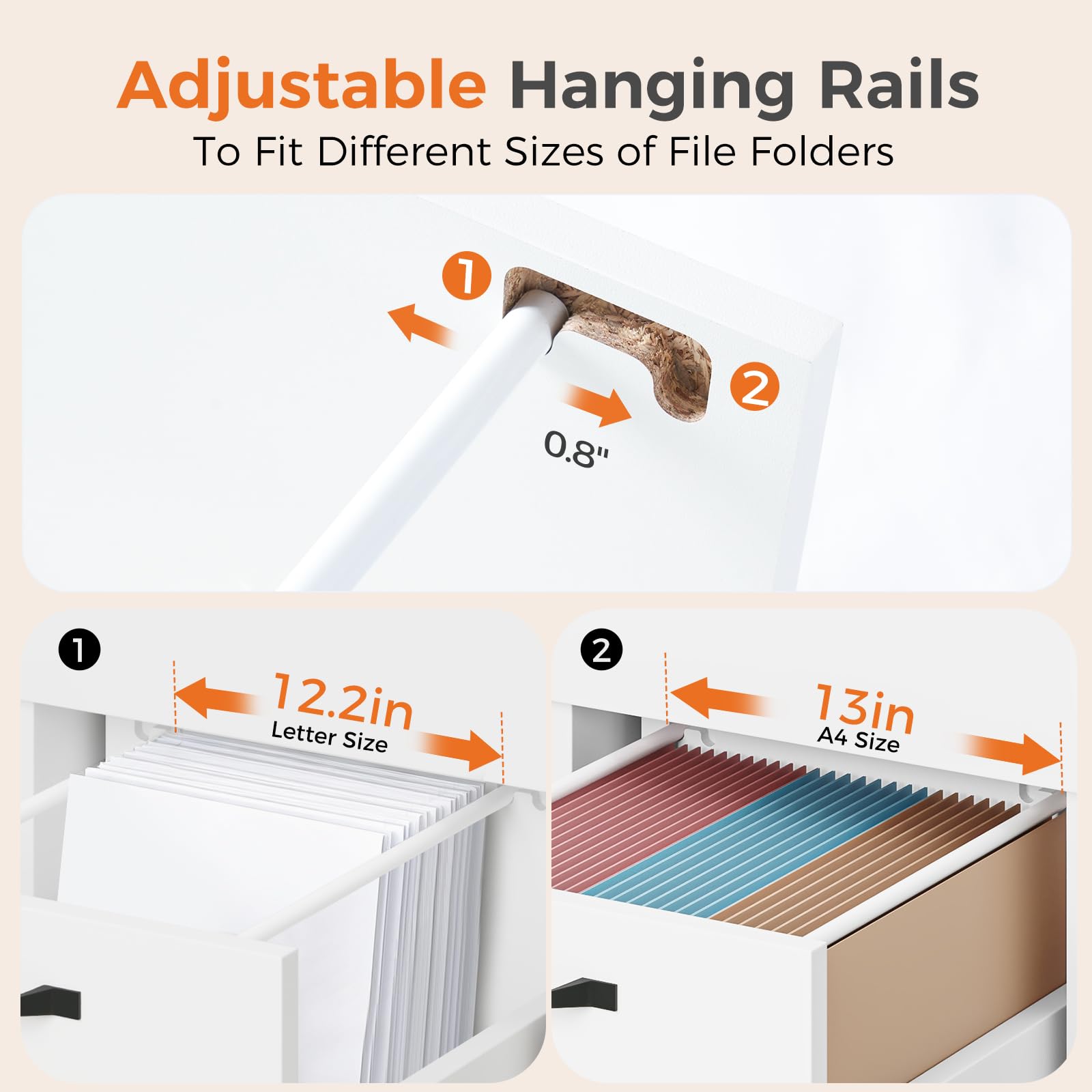 2-Drawer Rolling File Cabinet with Printer Stand