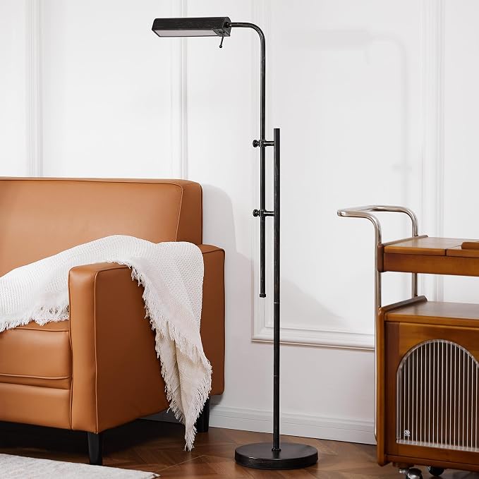 Industrial LED Floor Lamp with Adjustable Swing Arm