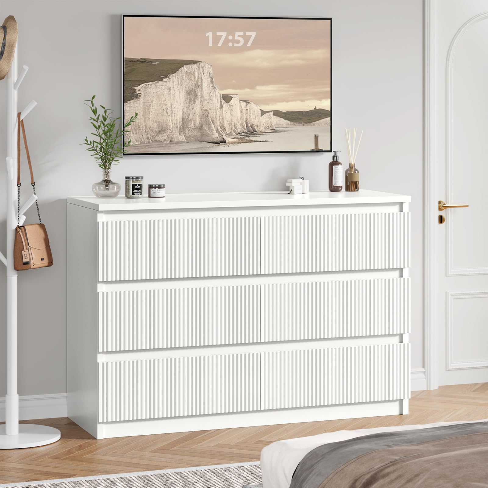 6-Drawer Fluted Dresser with Hidden Handles