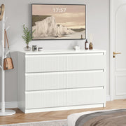 6-Drawer Fluted Dresser with Hidden Handles