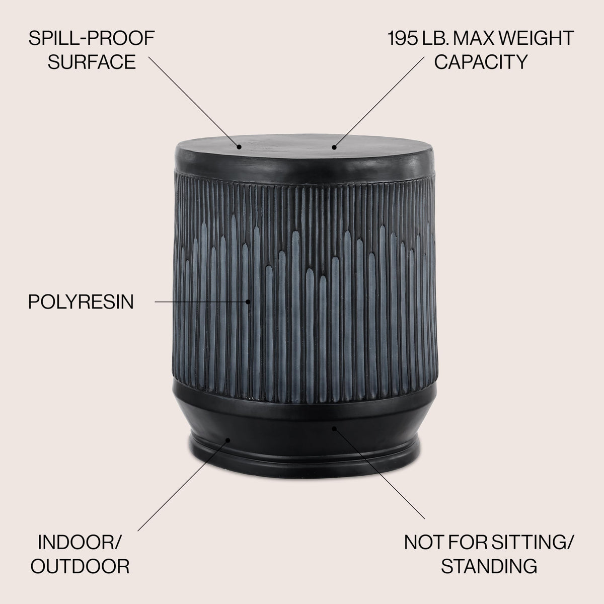 Ribbed Resin Drum Accent Table