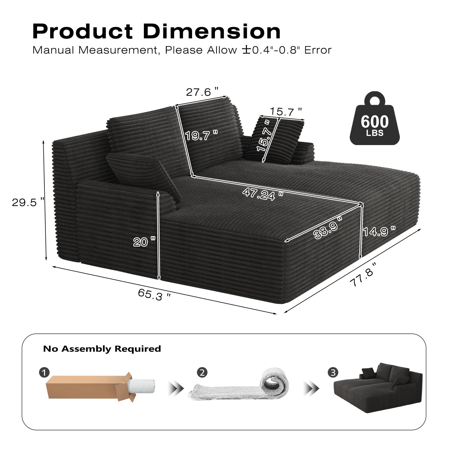 Oversized Modular Chaise Lounge Sofa Bed