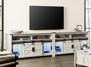 Extra Wide Farmhouse TV Stand for 100+ Inch TVs with LED Lights