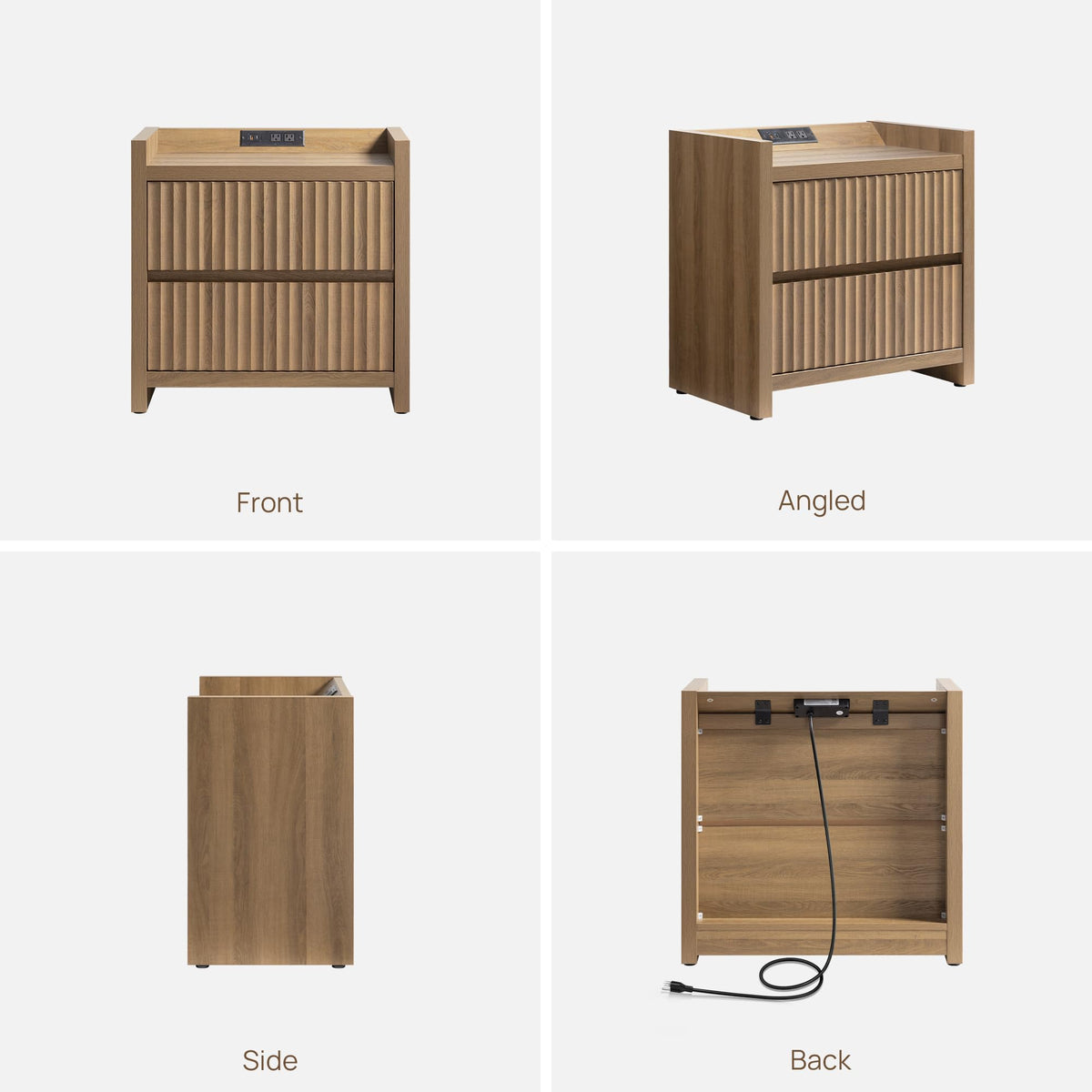 Fluted Charging Nightstands, Set of 2