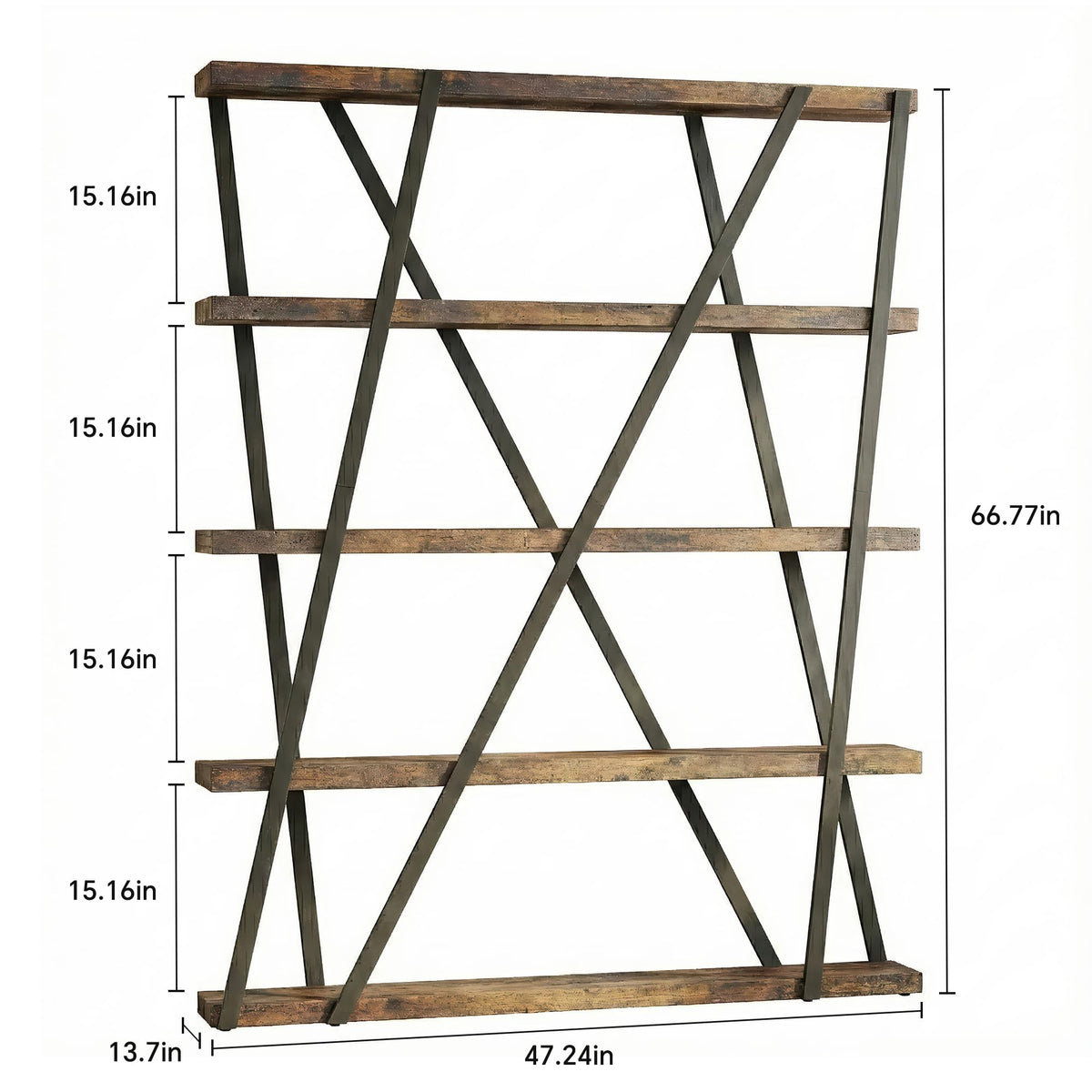 5-Tier Rustic Industrial Bookshelf