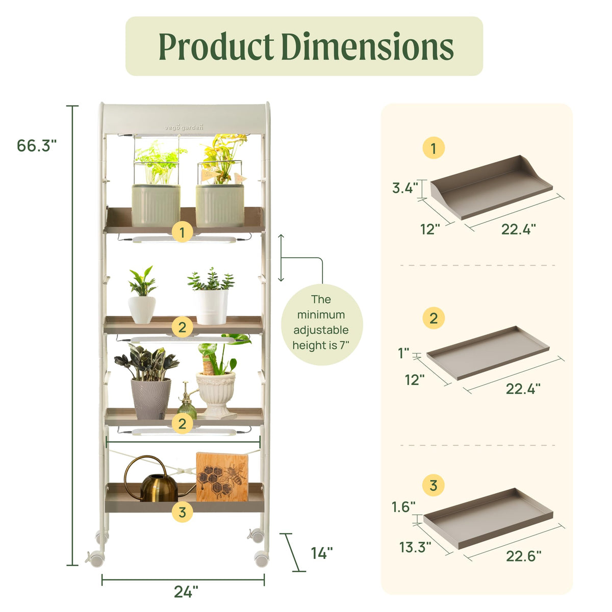 Vego garden 4 Tier Indoor Rolling Metal Corner Plant Stand with Grow Light, Full Spectrum LED Grow Light, Plant Rack for Seed Starting, Leafy, Herbs, Fruits & Microgreens
