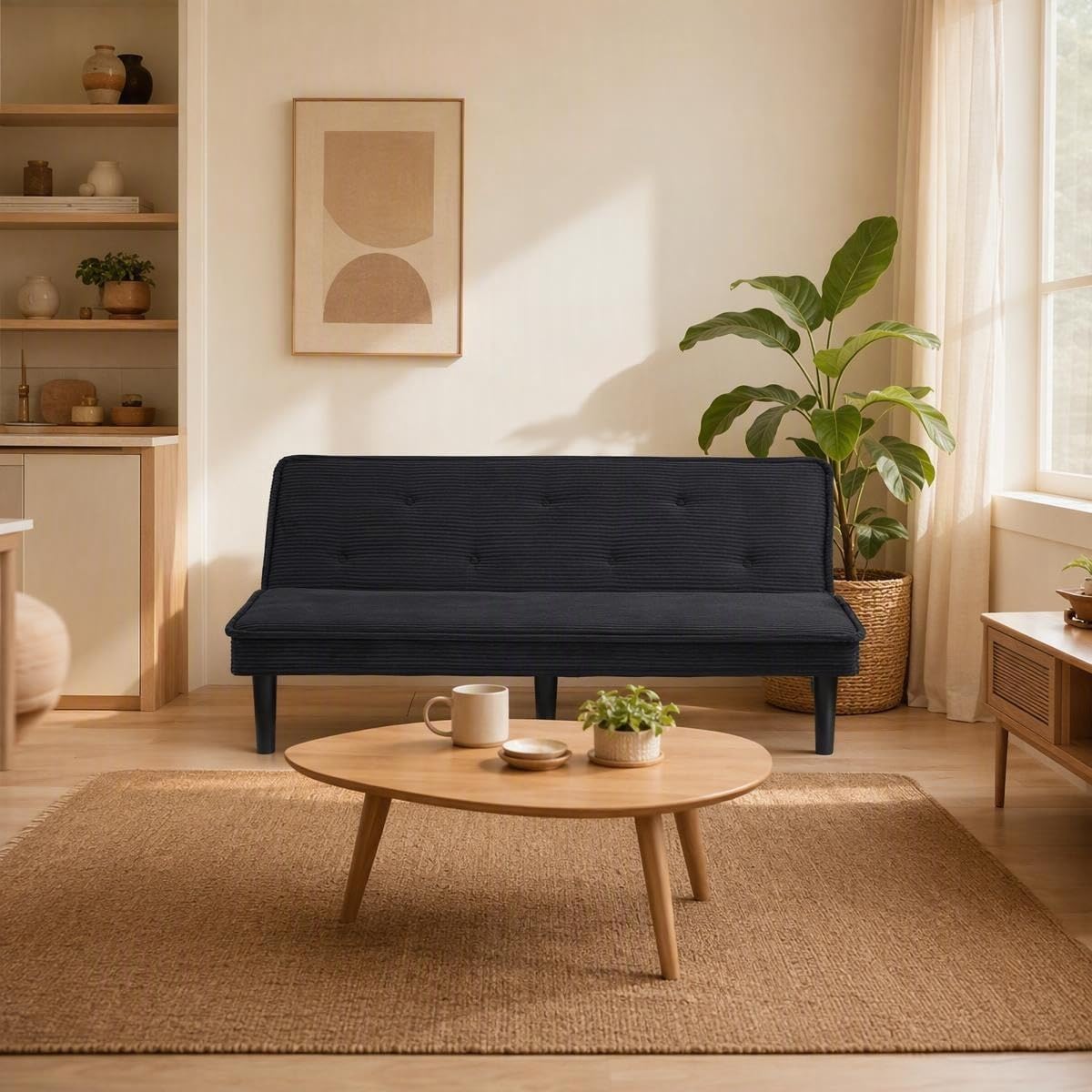 WDYLWFHW Convertible Futon Sofa Bed, Corduroy Folding Loveseat Couch