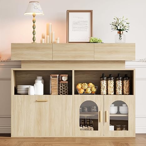 Buffet Cabinet with 3 Drawers & Charging Station