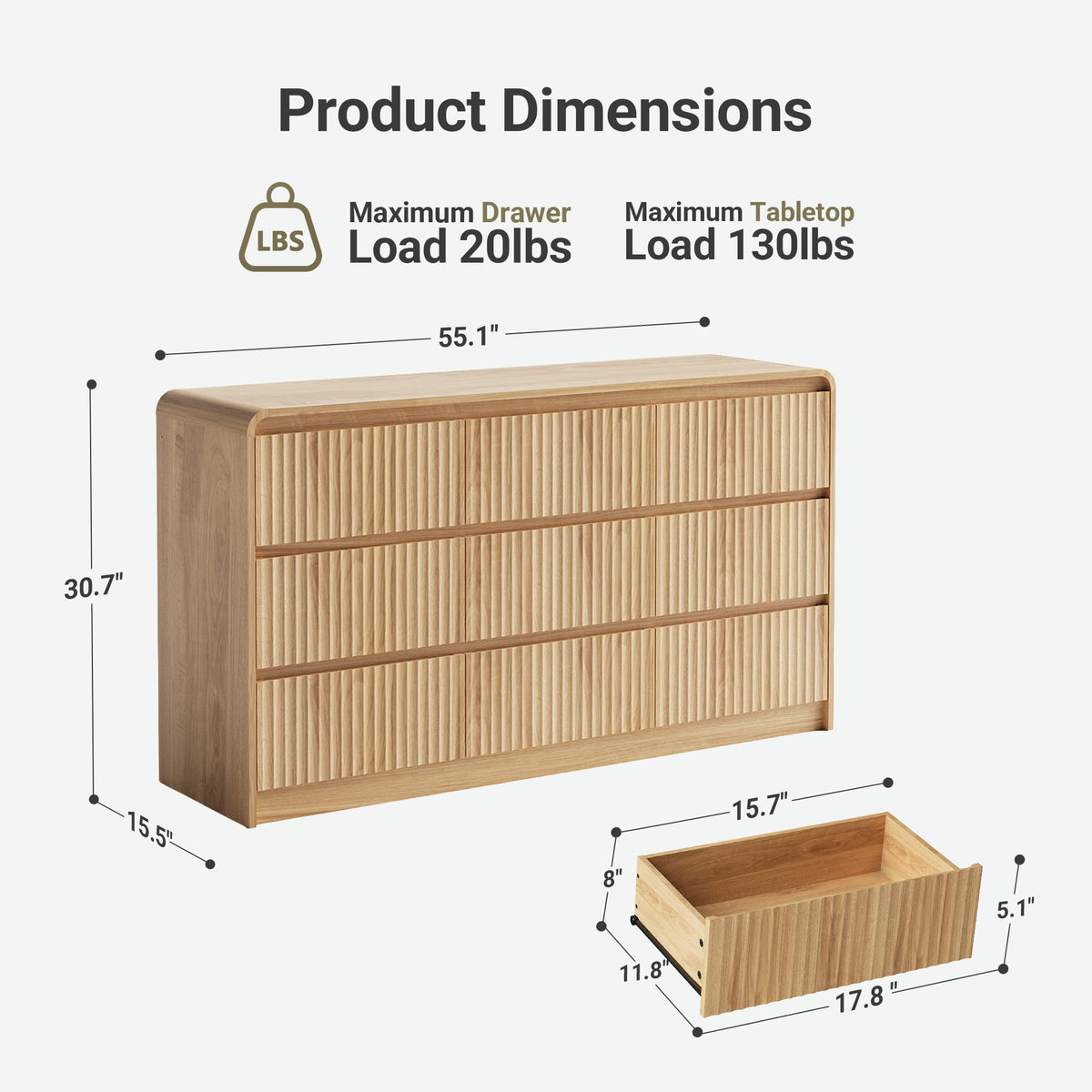Fluted Wood Dresser