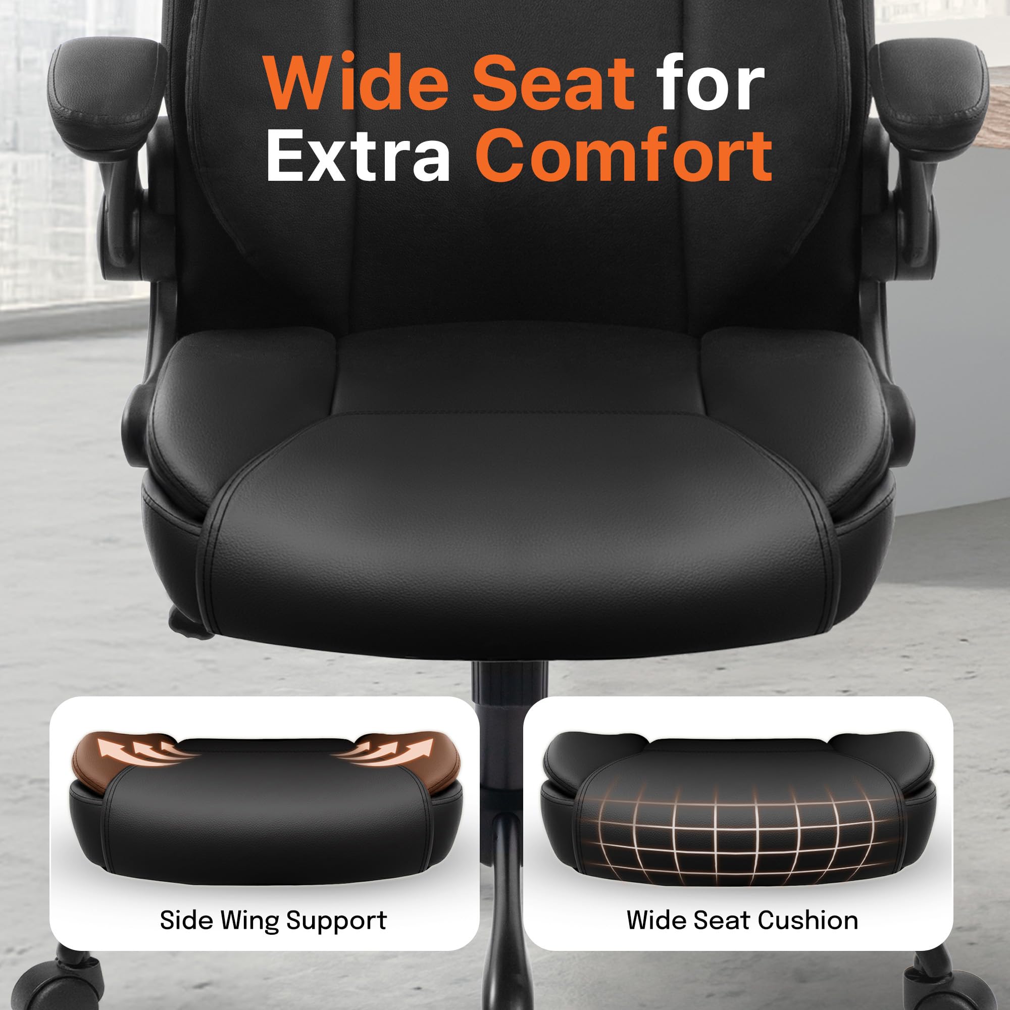 High Back Ergonomic Office Chair with Flip-Up Arms