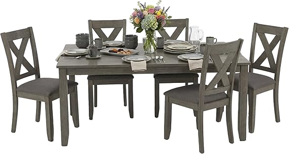 7-Piece Dining Table Set with 6 Upholstered Chairs