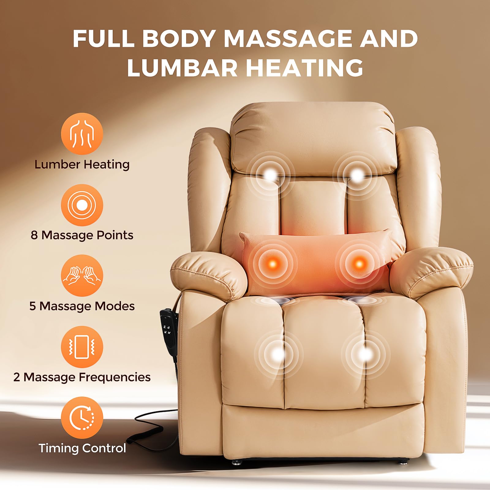 Power Lift Recliner Chair with Massage & Heat