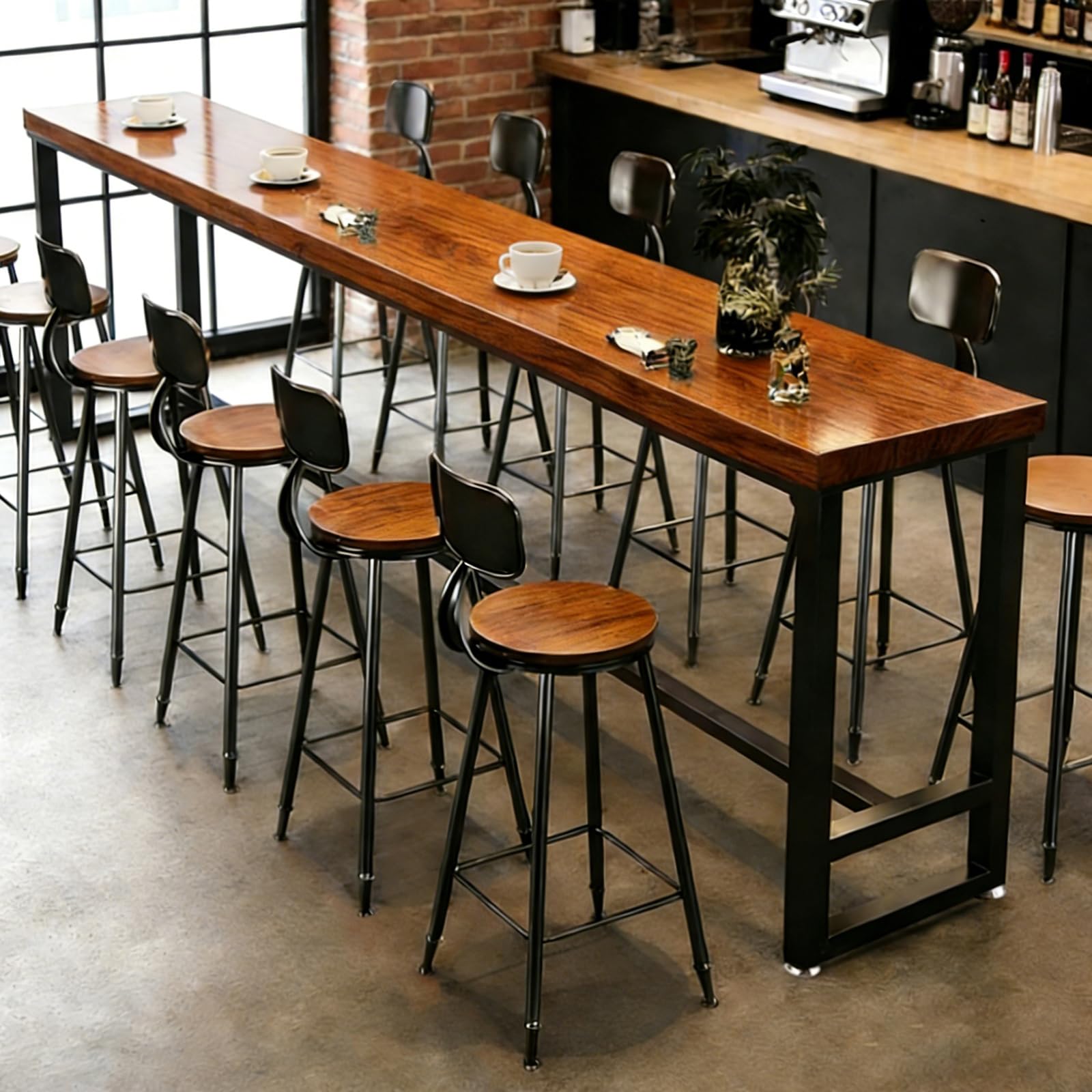 Caotpe Bar Height Table Long Bar Table Solid Wood Farmhouse Bar Table Industrial Long Bar Height Table for Kitchen Coffee Shop, No Stool(47" L x 15.7" W x 41.3" H)