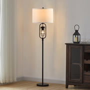 Farmhouse Lantern-Style Floor Lamp with Night Light