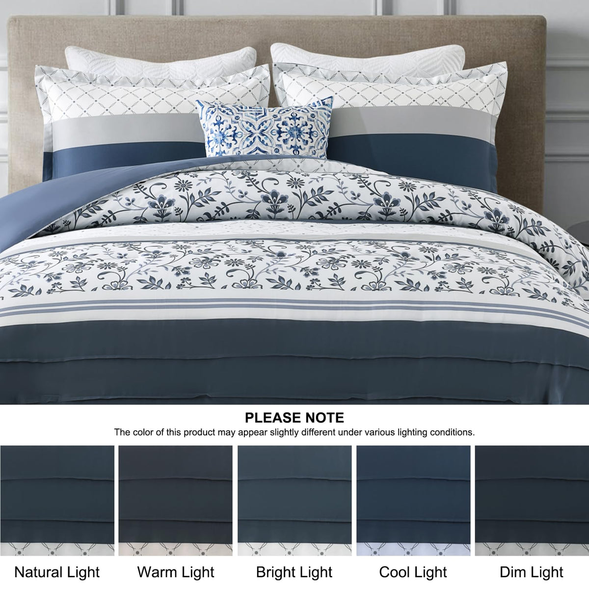 Navy Floral Cotton Comforter Set