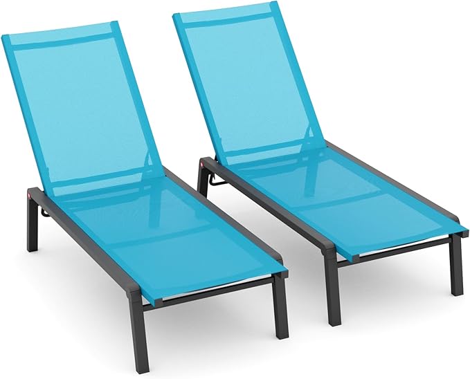 Foldable Outdoor Chaise Lounge Set of 2