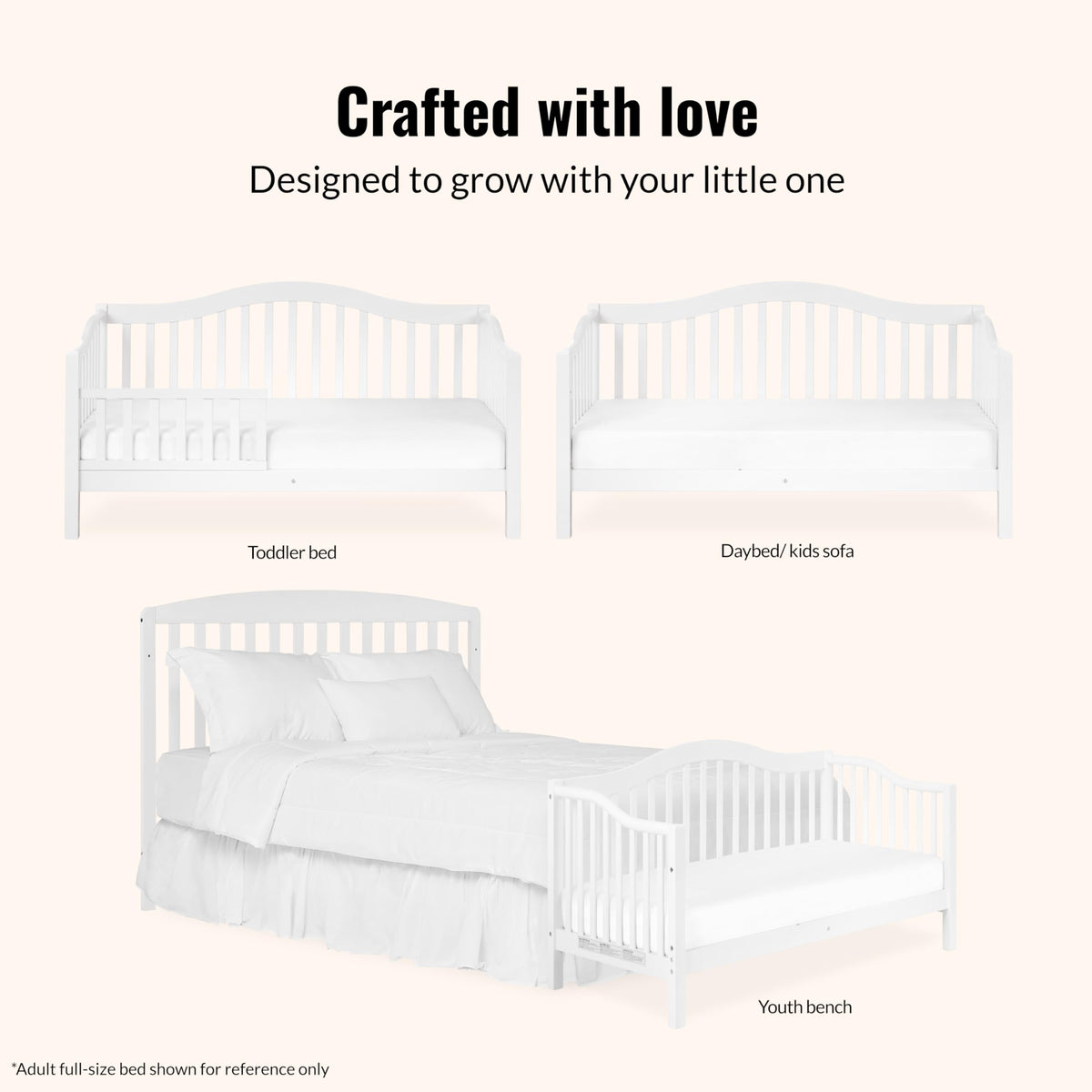 Dream On Me Austin Wooden Toddler Day Bed for Kids, White