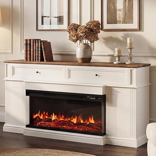 Entertainment Center with 36" 3-Sided Electric Fireplace – Fits TVs up to 70"