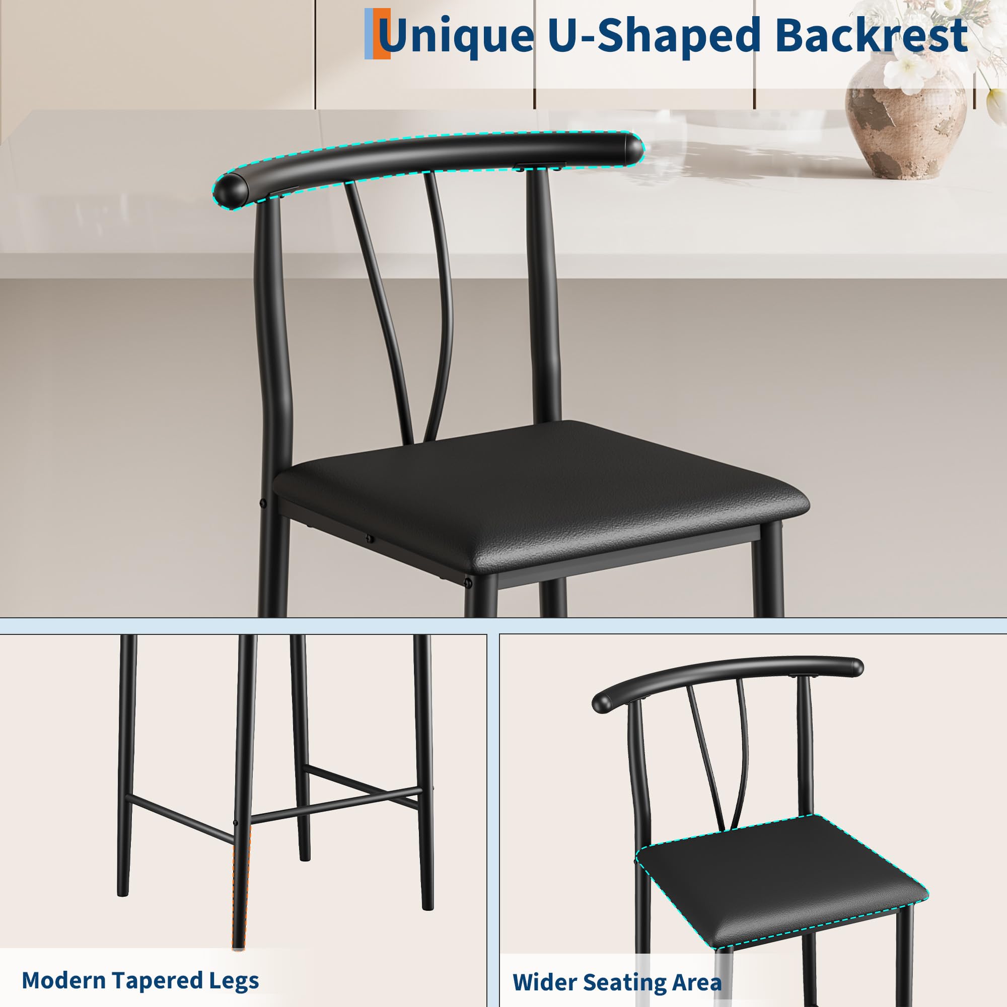 Counter Height Bar Stools with Curved Back & Footrest