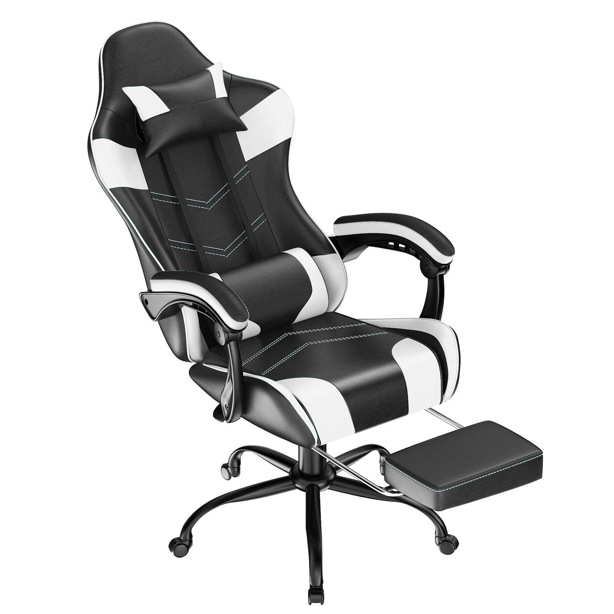 Gaming Chair with Footrest, Ergonomic Video Game Chair for Adults, White