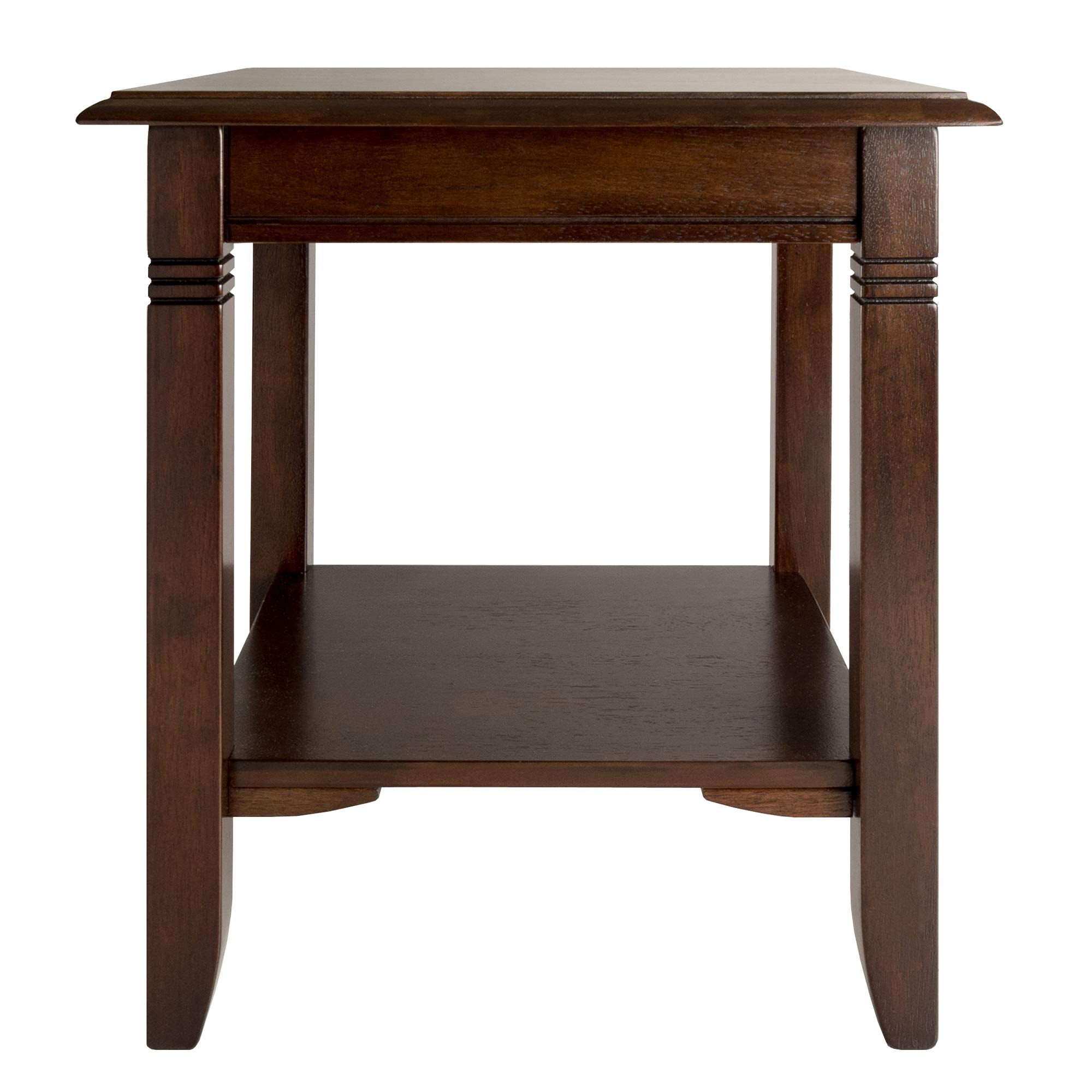 Cappuccino Square End Table with Lower Shelf