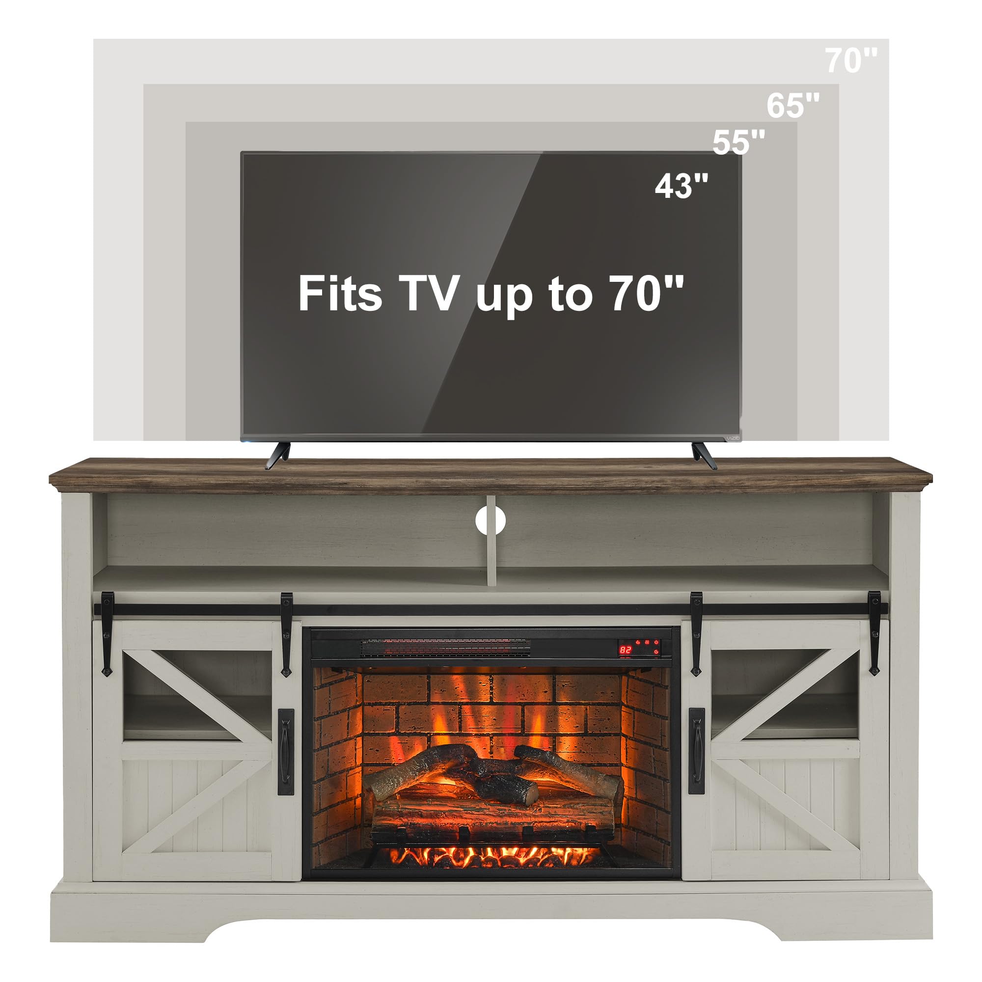 Farmhouse TV Stand with 26" Electric Fireplace