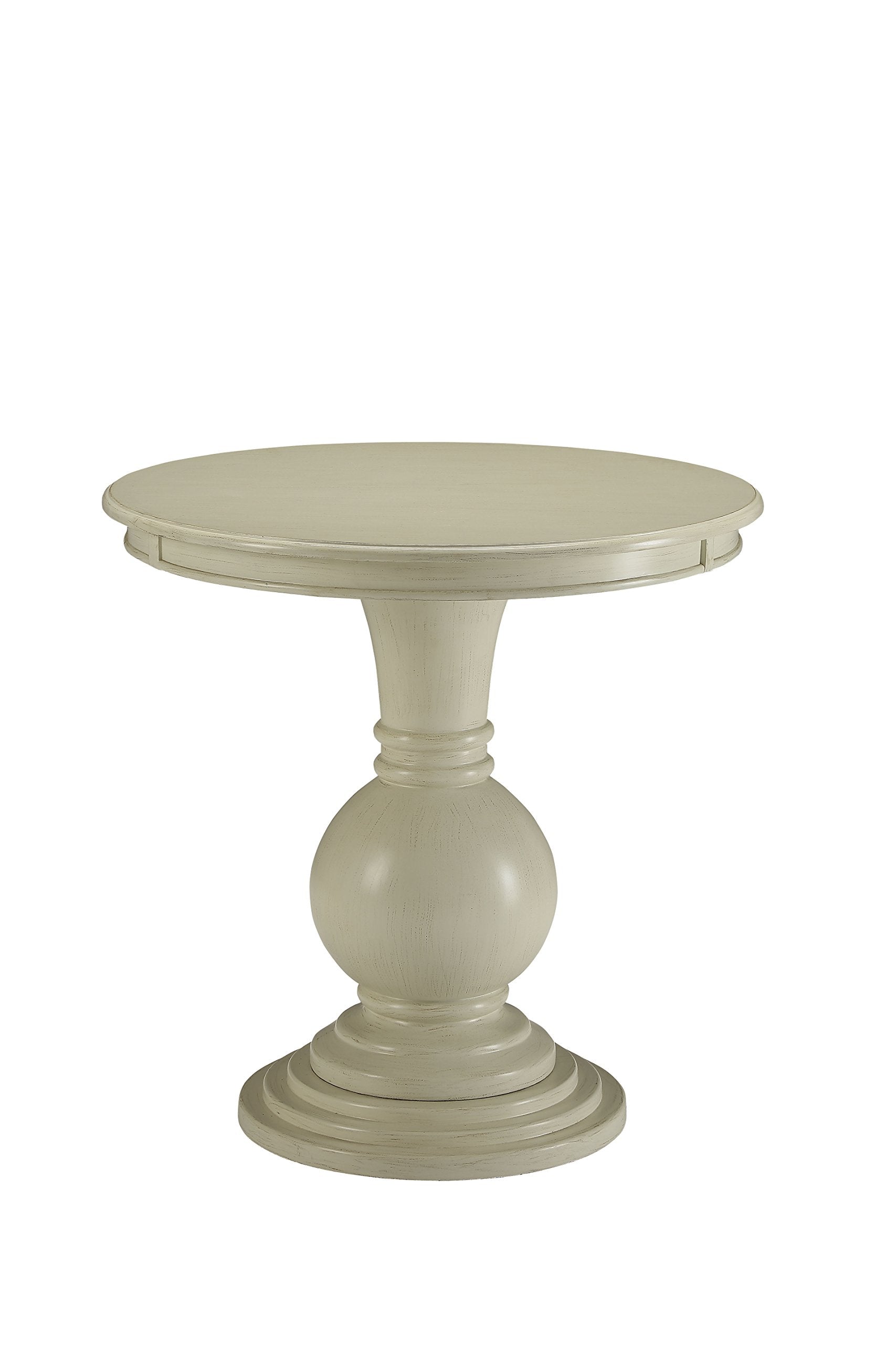 Round Pedestal End Table – Antique White