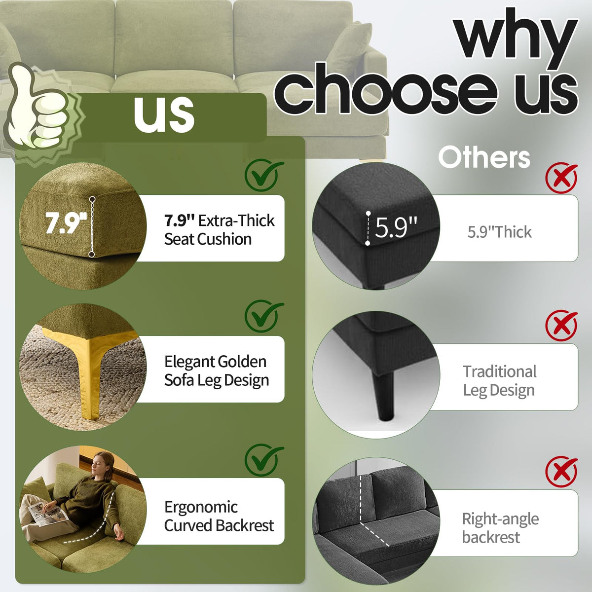 Chenille U-Shaped Sectional Sofa