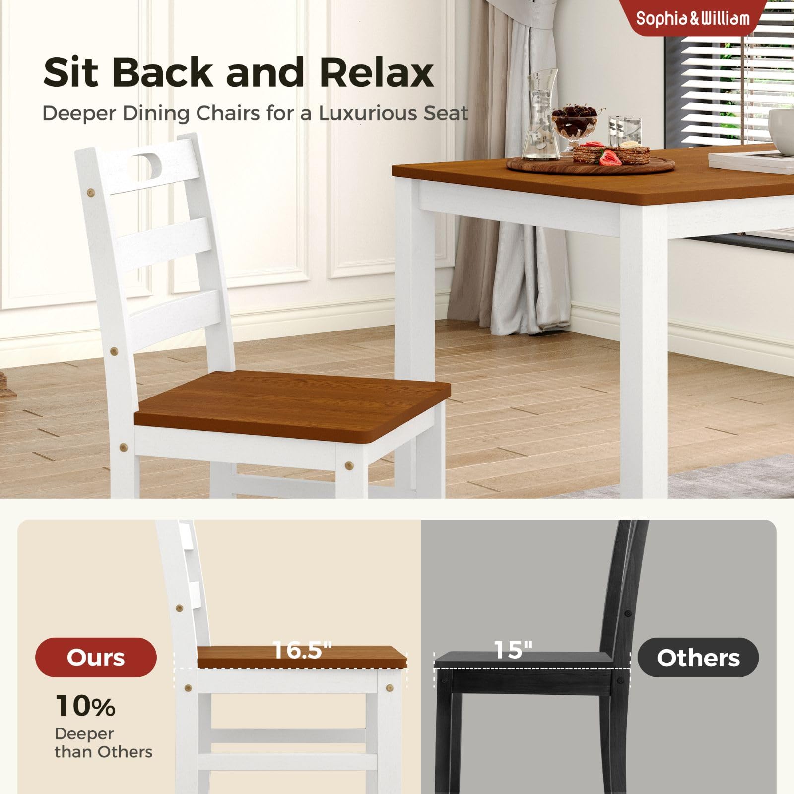 5-Piece Farmhouse Dining Table Set for 4