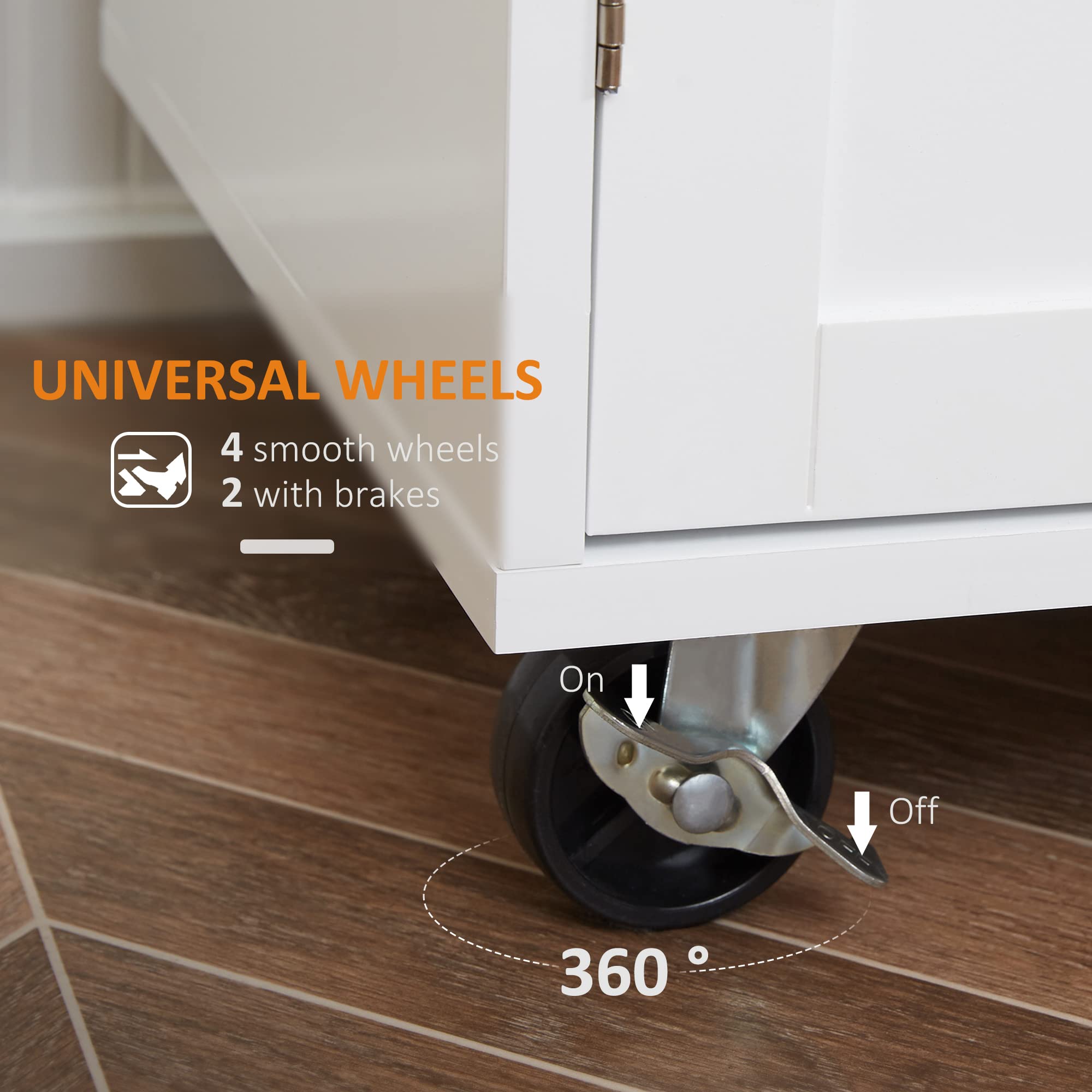 Rolling Kitchen Island Cart with Drawer & Storage Cabinet