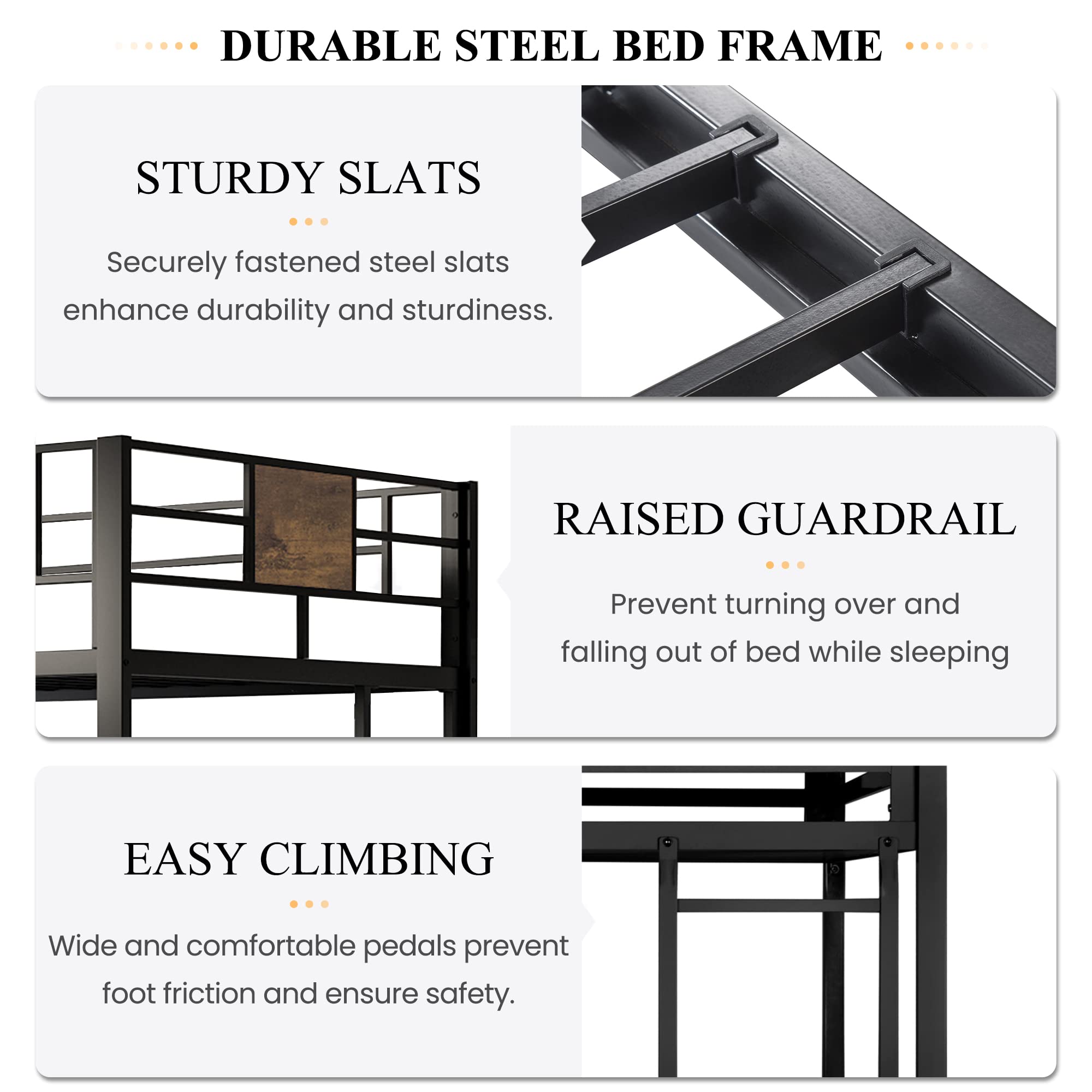Twin Loft Bed with Ladder & Guardrail