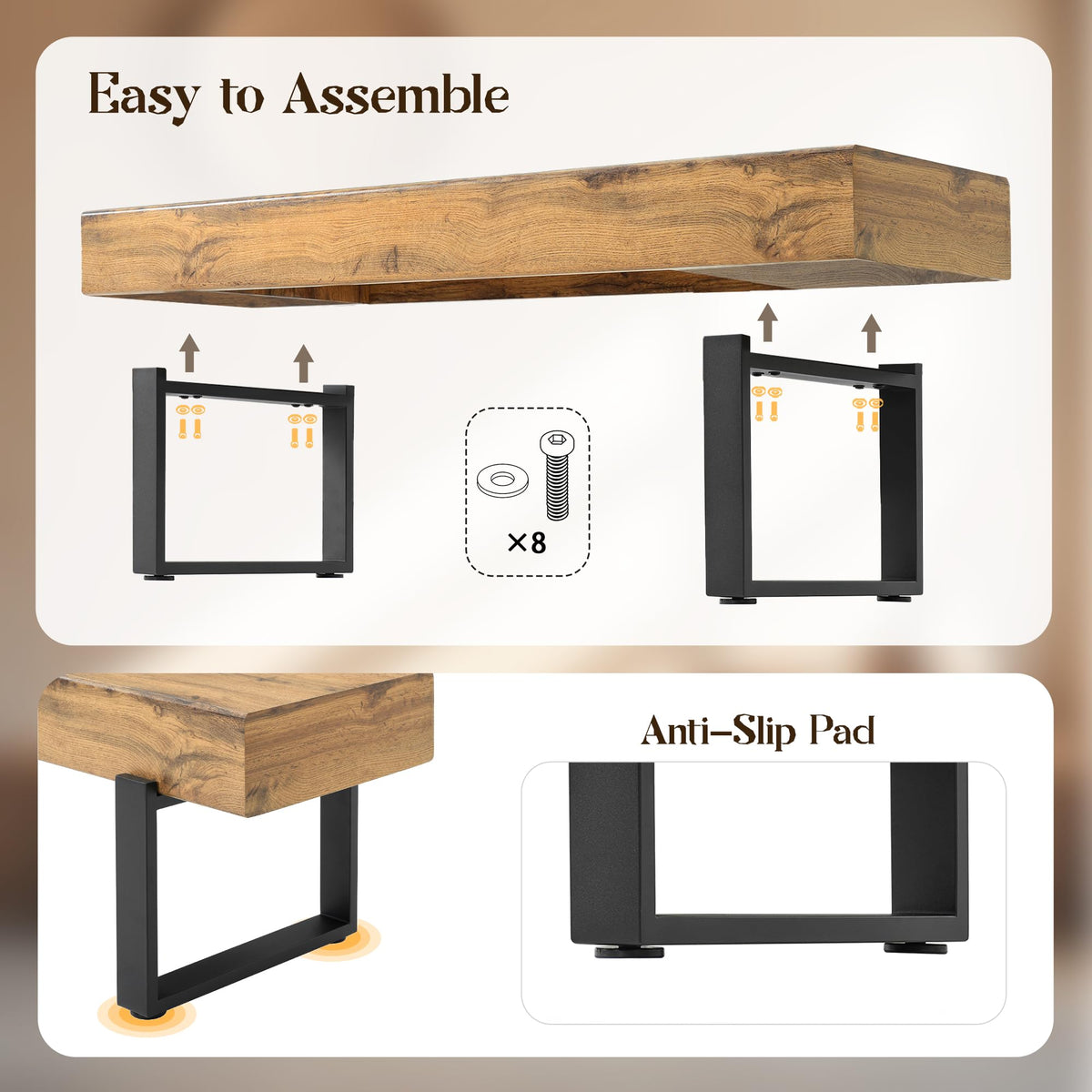 Industrial MDF Bench with Metal Legs