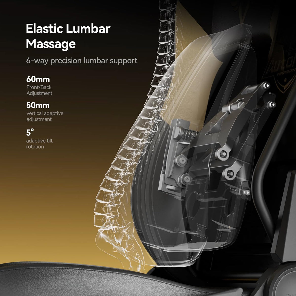 AutoFull M6 Ultra+ 2.0 Gaming Chair – World First with Shiatsu Massage | 720° Mechanical Armrests, Dynamic Lumbar Support, Adjustable Headrest | Ventilated & Heated (Black&Gold)