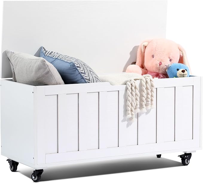 Rolling Wooden Storage Bench
