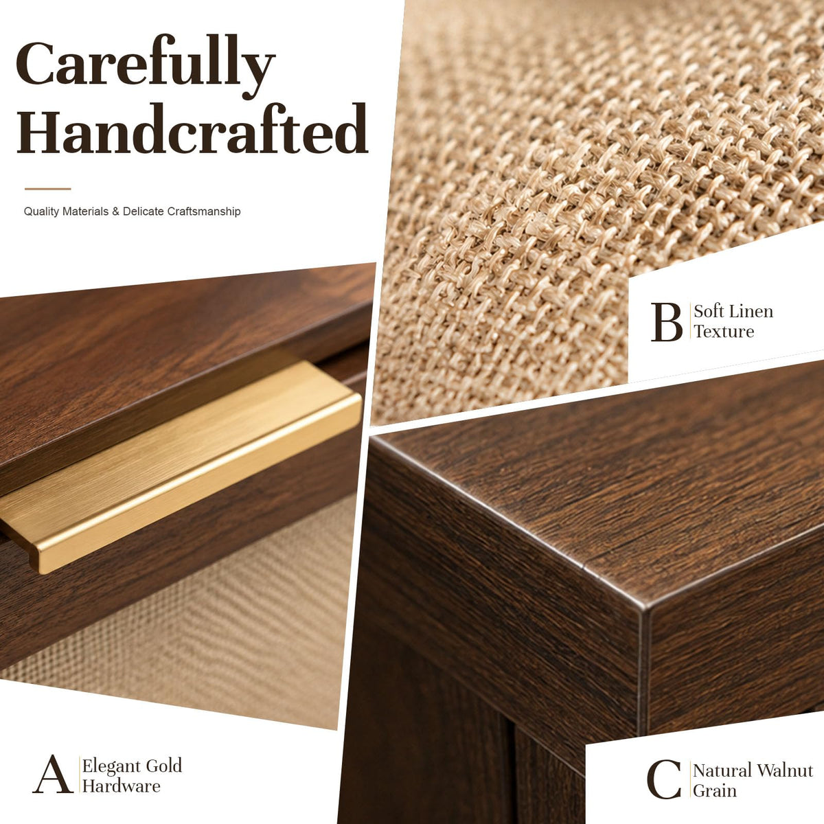 Walnut 3-Drawer Nightstand
