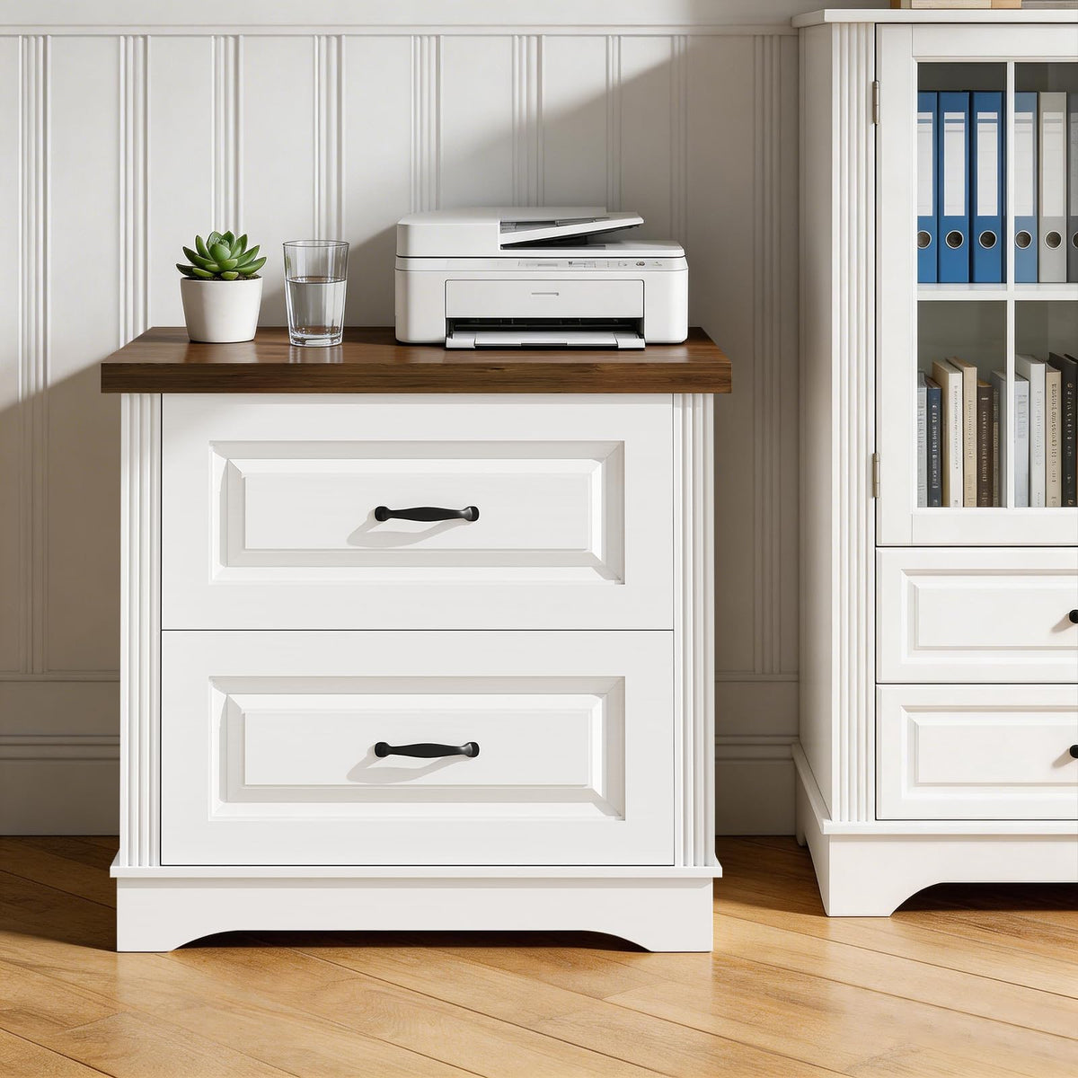Farmhouse Nightstand with 2 Drawers