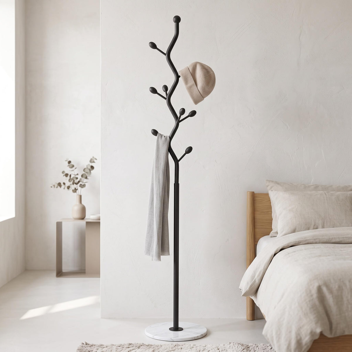 9-Hook Coat Rack with Marble Base