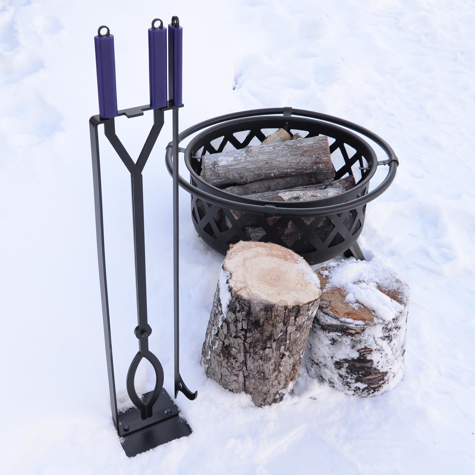 40" Heavy-Duty Steel Fire Poker & Log Grabber Set