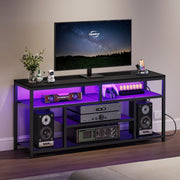 Black LED TV Stand with Charging Station